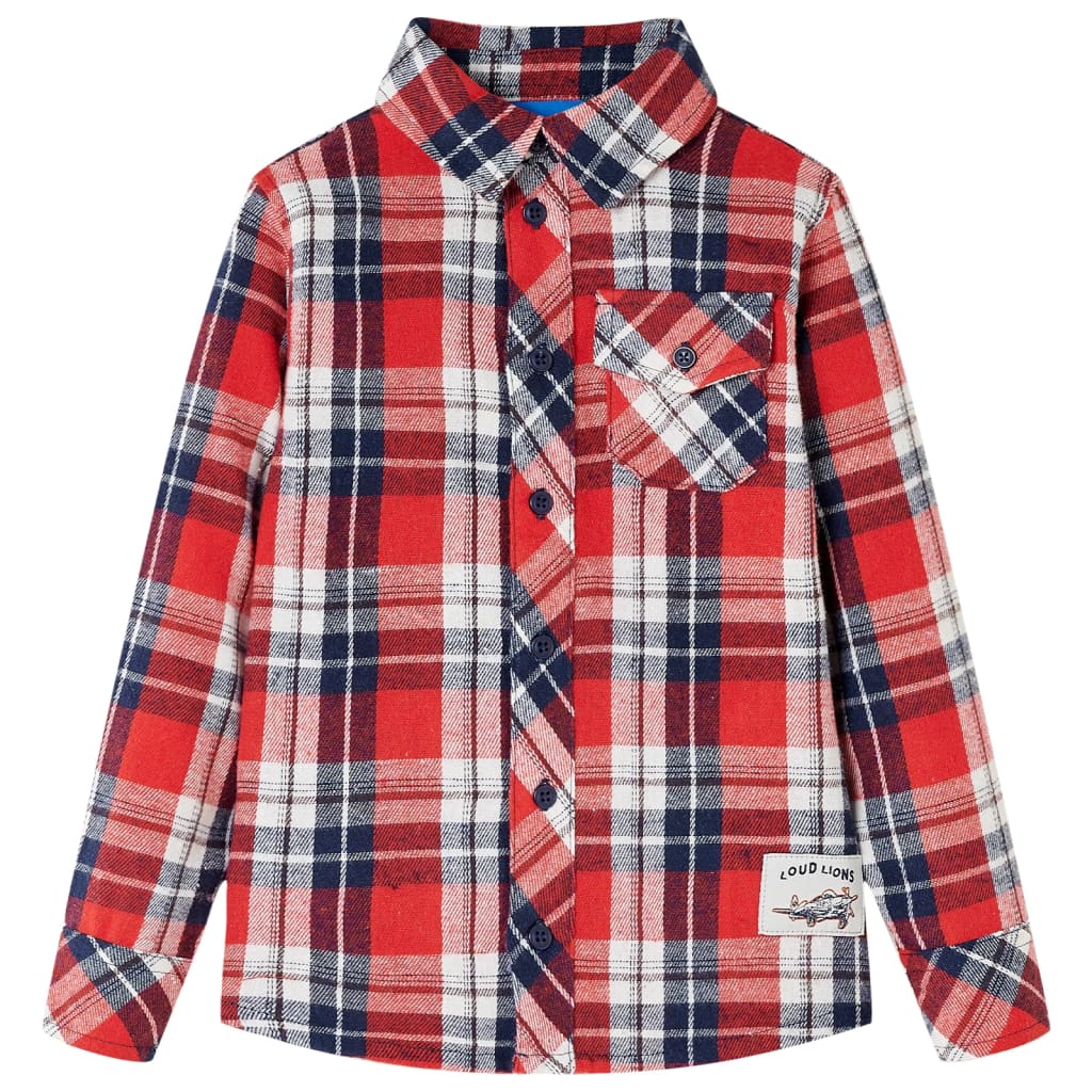 Kinderoverhemd geruit 104 rood en marineblauw – afbeelding 1