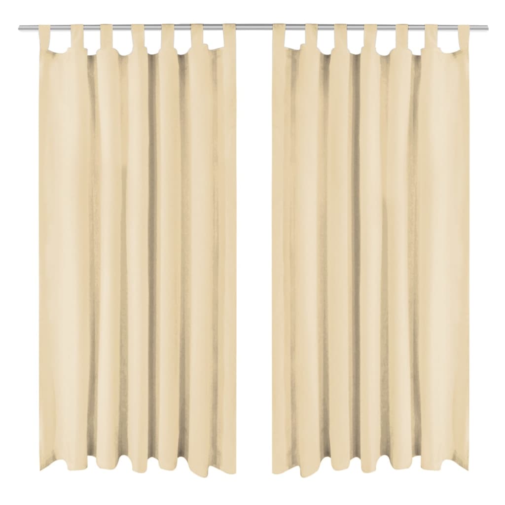 Micro-satijnen gordijnen met lussen 140x245 cm beige 2 st
