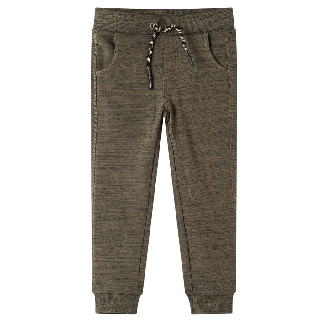 Kinderjoggingbroek 92 gemêleerd donker kaki