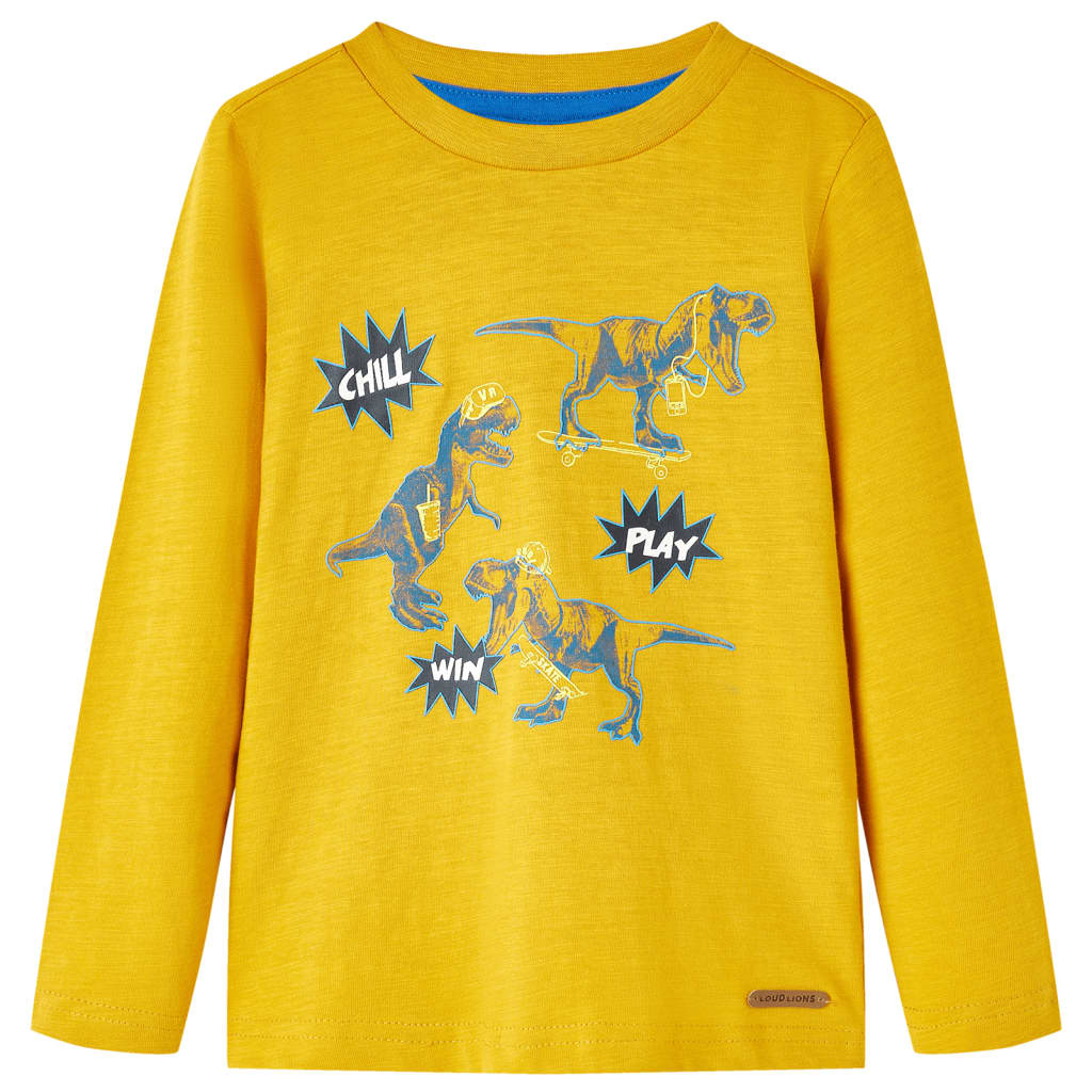 Kindershirt met lange mouwen 116 okerkleurig – afbeelding 1