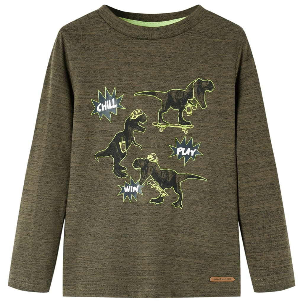 Kindershirt met lange mouwen 92 gemêleerd kakikleurig