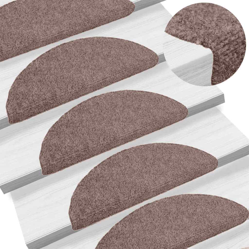Trapmatten Zelfklevend 15 stuks 65x21x4 cm lichtbruin Halfrond Groot