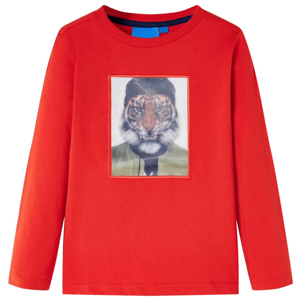 Kindershirt met lange mouwen 128 rood – afbeelding 1