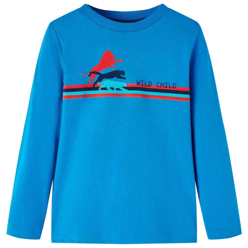 Kindershirt met lange mouwen 116 kobaltblauw