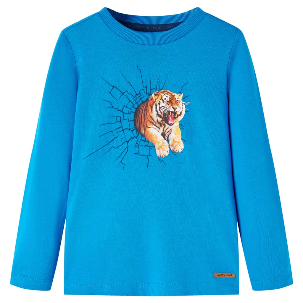 Kindershirt met lange mouwen 92 kobaltblauw – afbeelding 1