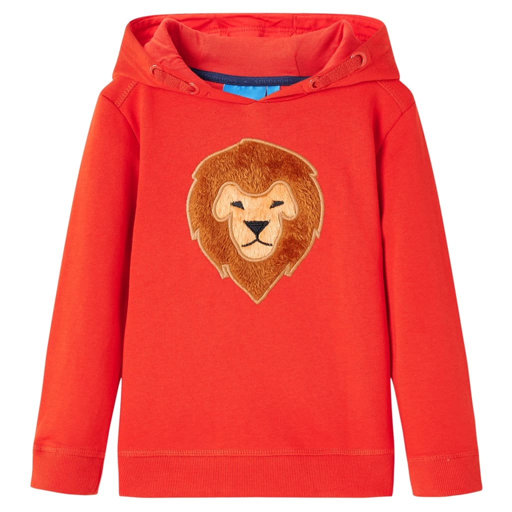 Kindertrui met capuchon 140 rood