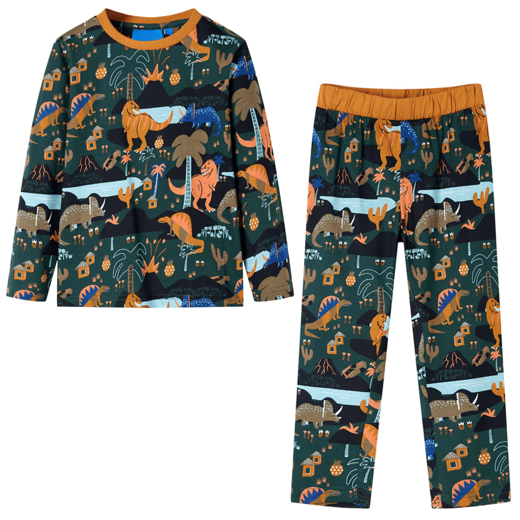 Kinderpyjama met lange mouwen 116 donkergroen – afbeelding 1