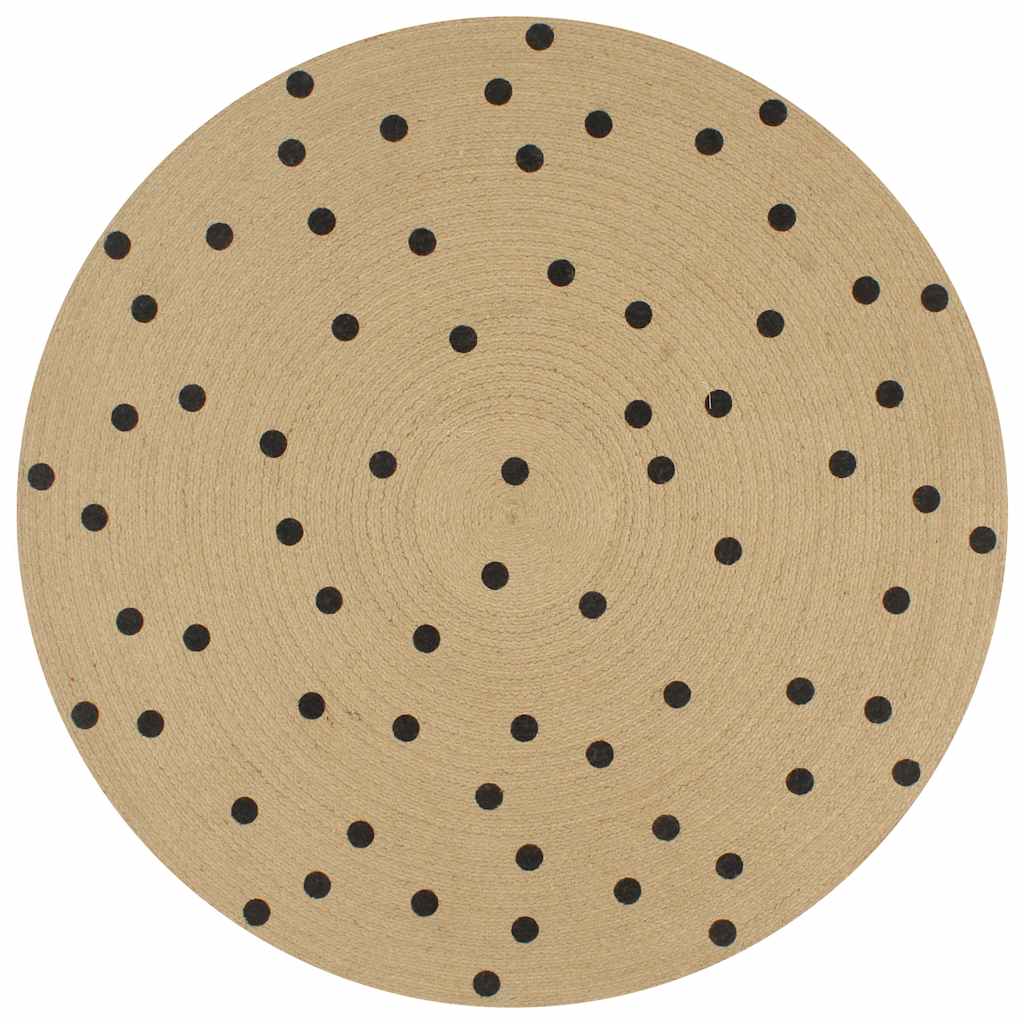 Vloerkleed handgemaakt met print polkadot 90 cm jute
