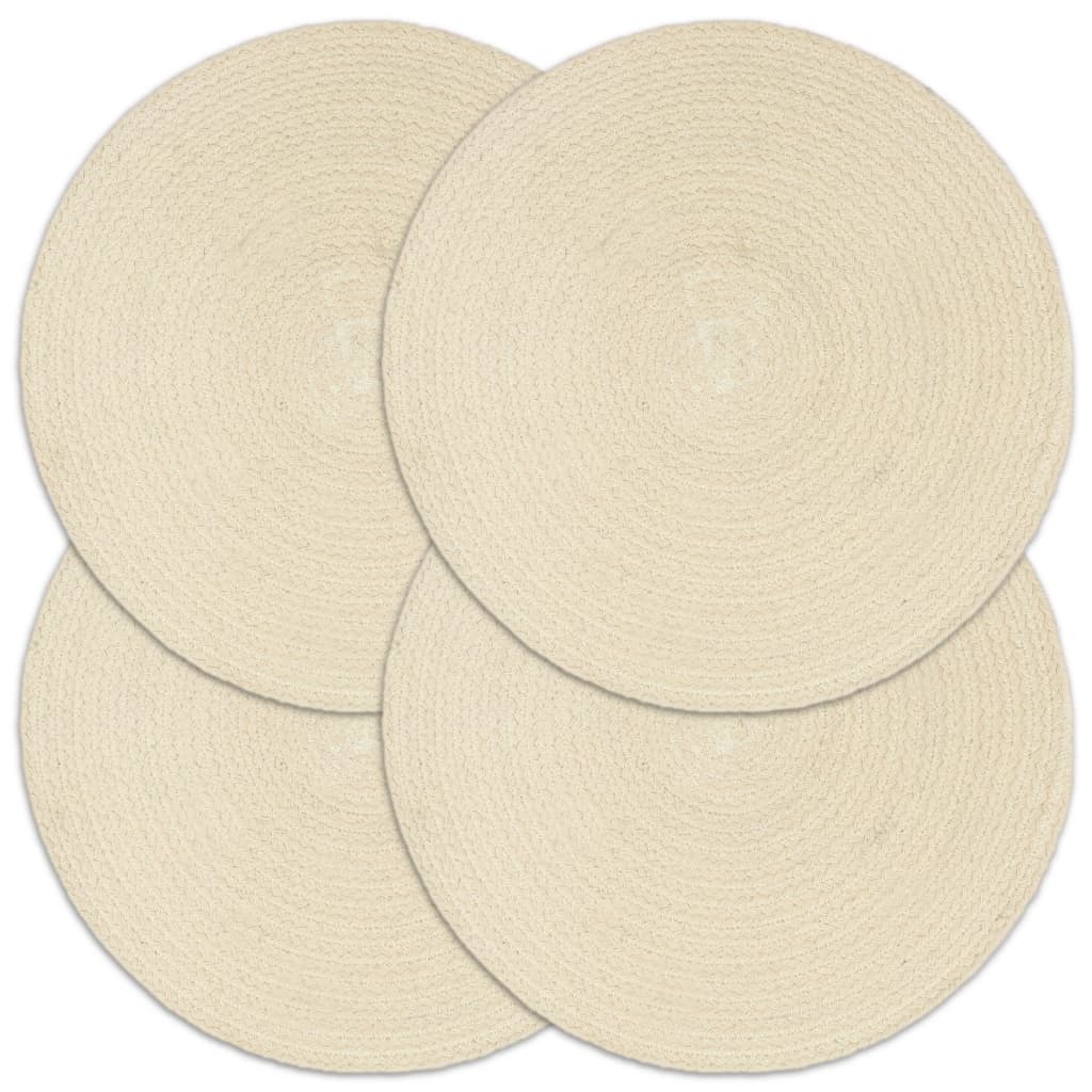 Placemats 4 st rond 38 cm katoen natuurlijk
