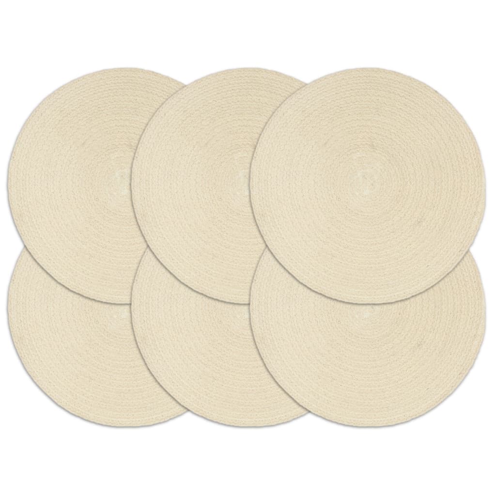Placemats 6 st rond 38 cm katoen natuurlijk