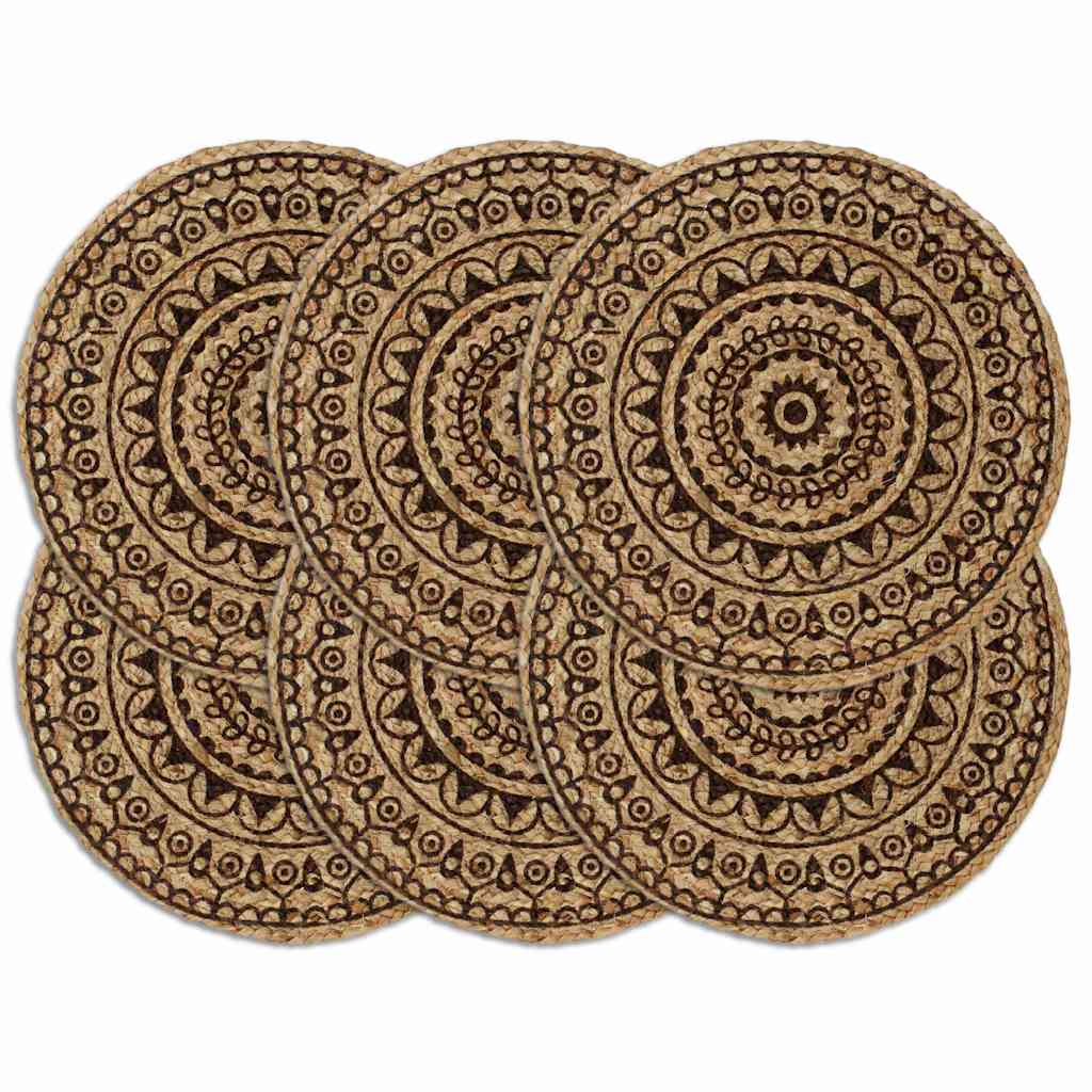 Placemats 6 st rond 38 cm jute donkerbruin