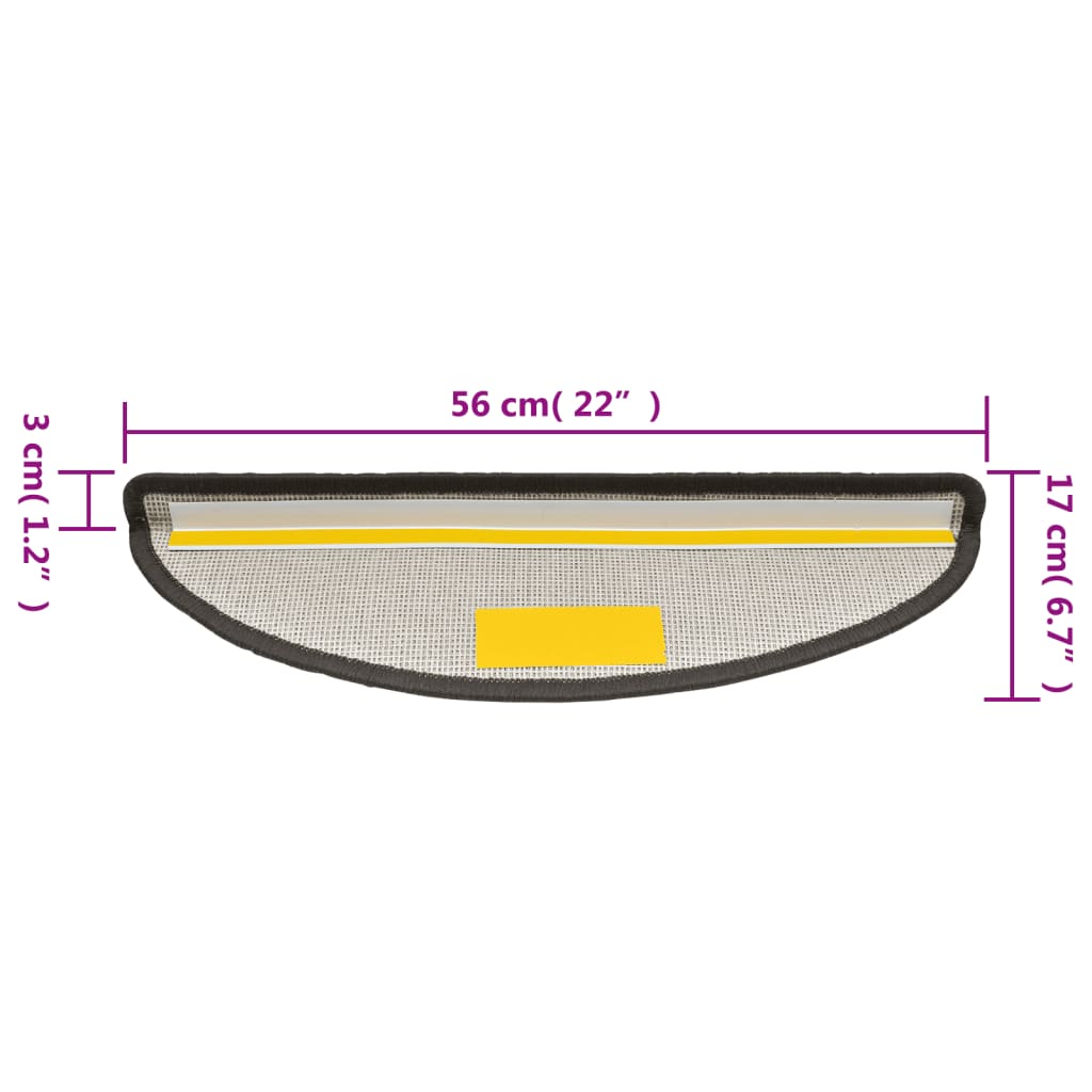 Trapmatten 15 st 56x17x3 cm donkergrijs halfrond – afbeelding 8