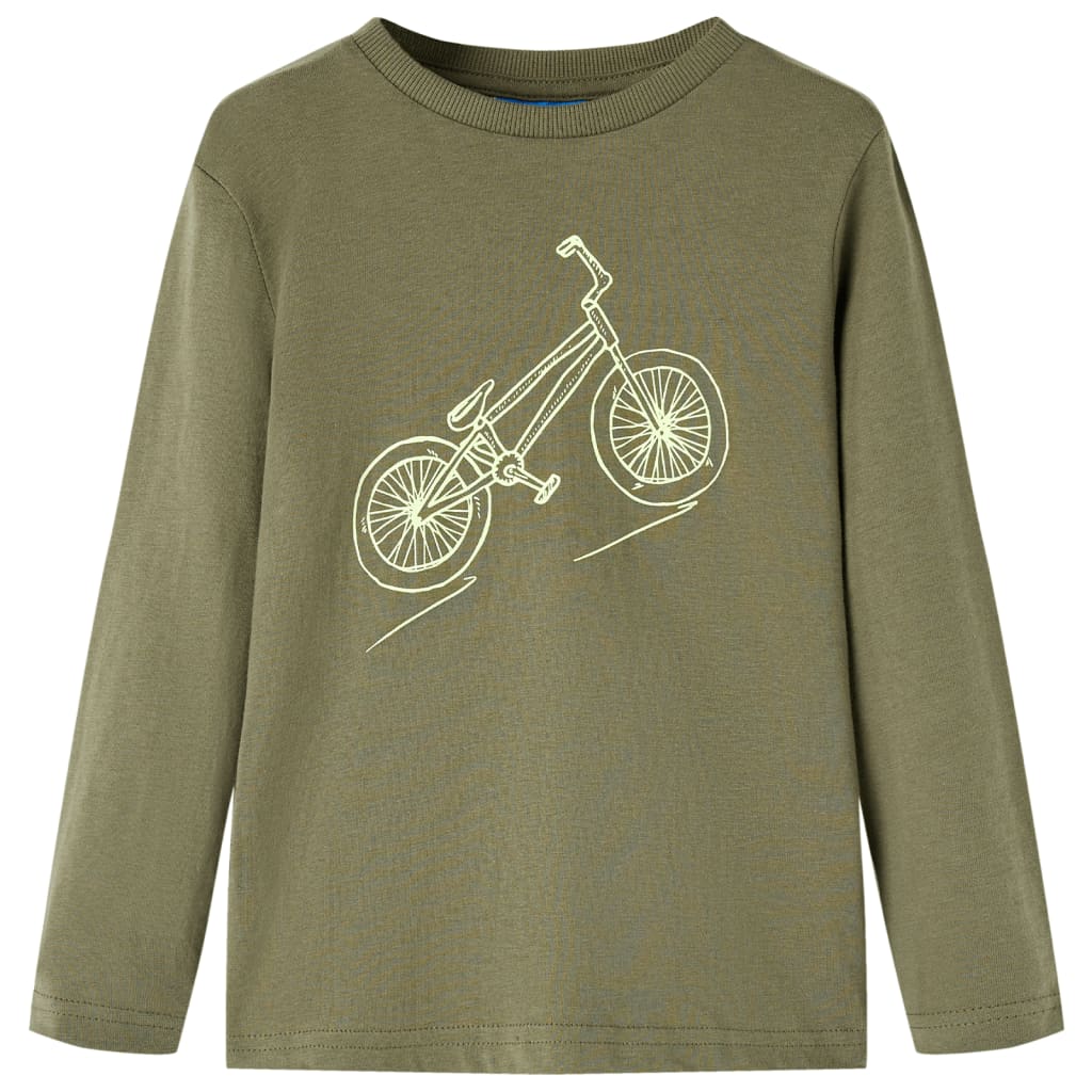 Kindershirt met lange mouwen 92 kakikleurig