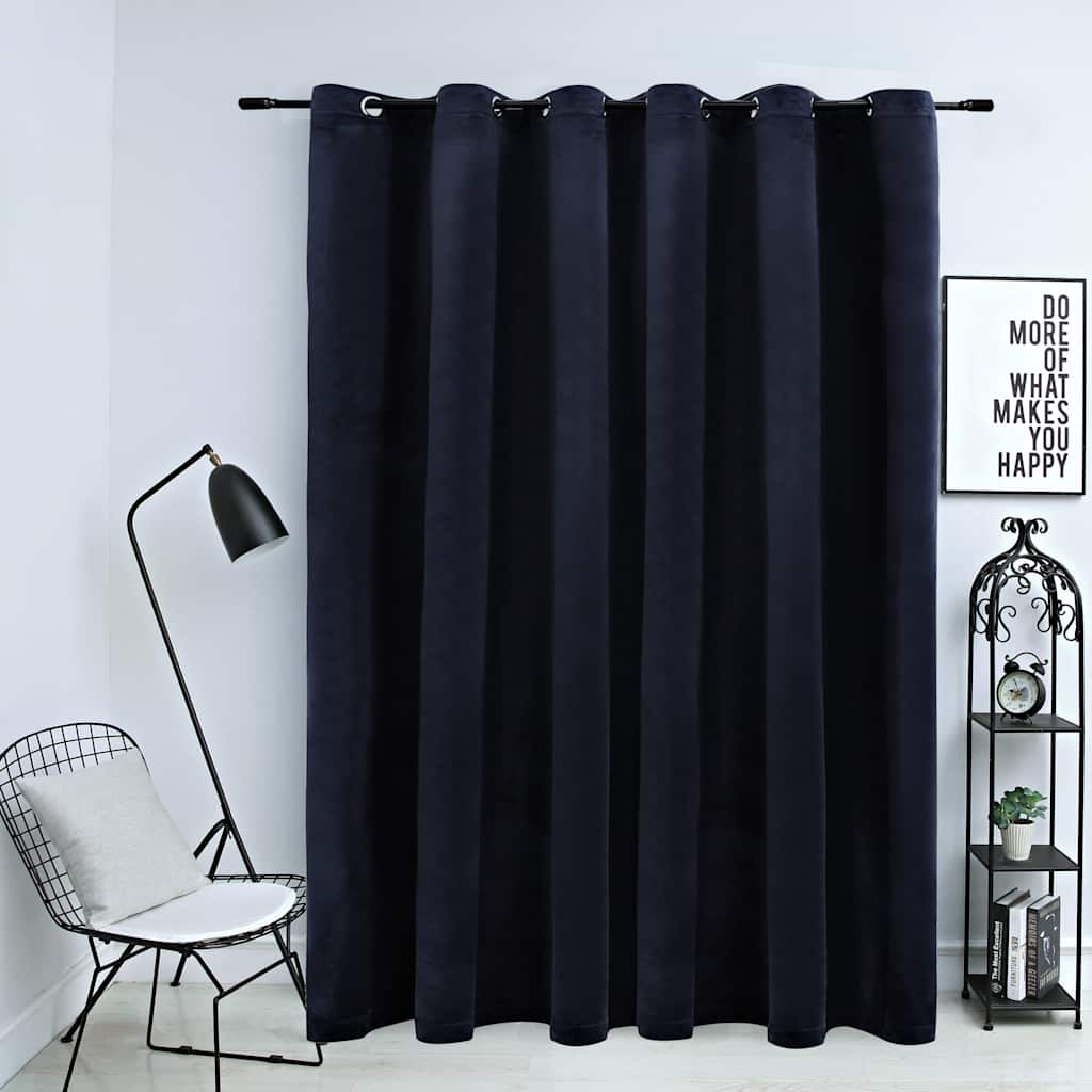 Gordijn verduisterend met ringen 290x245 cm fluweel zwart