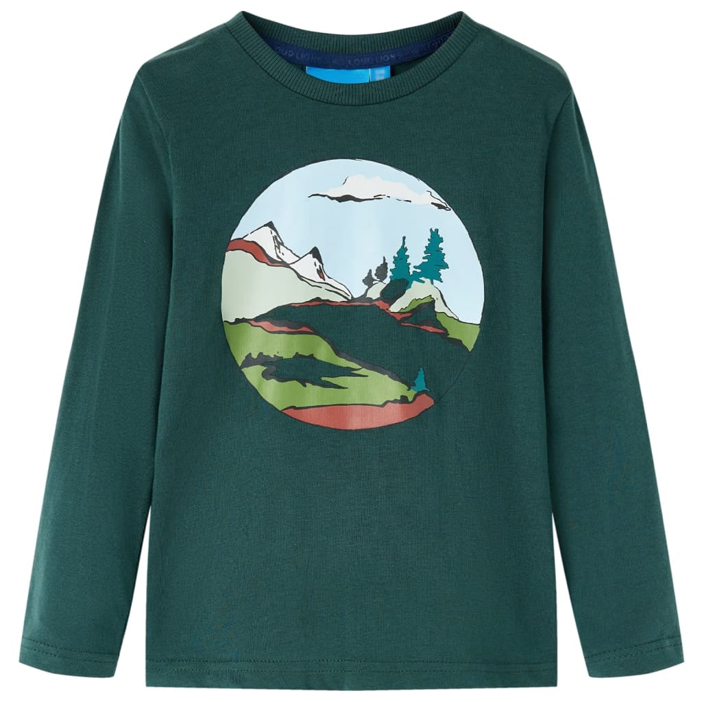 Kindershirt met lange mouwen 116 donkergroen