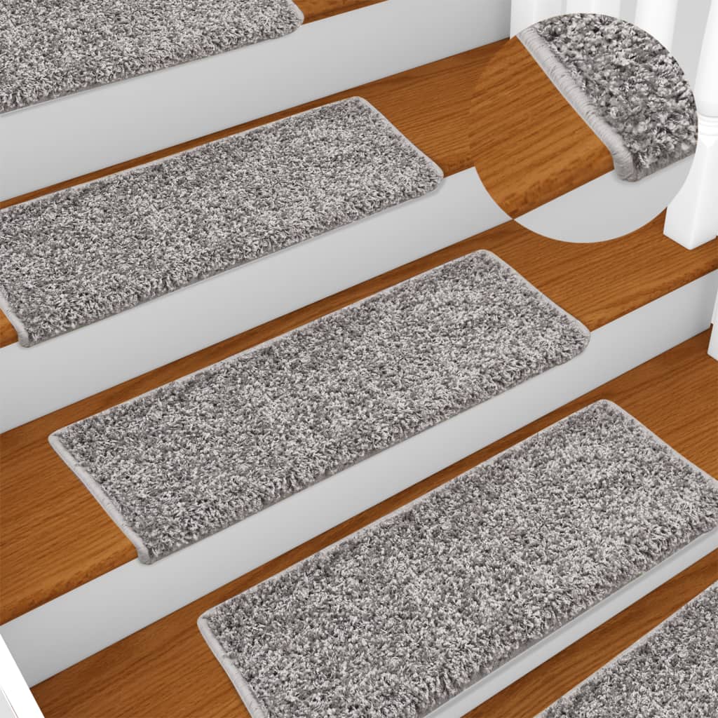 Trapmatten 15 st 65x21x4 cm Grijs Rechthoekige Rand