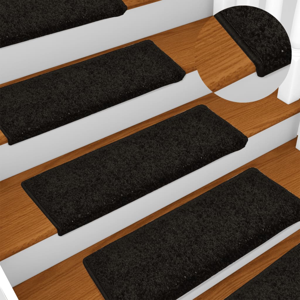 Trapmatten 15 st 65x21x4 cm Zwart Rechthoekige Rand