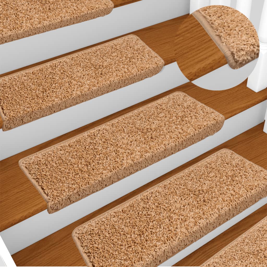 Trapmatten 15 st 65x21x4 cm beige rechthoekige rand – afbeelding 1