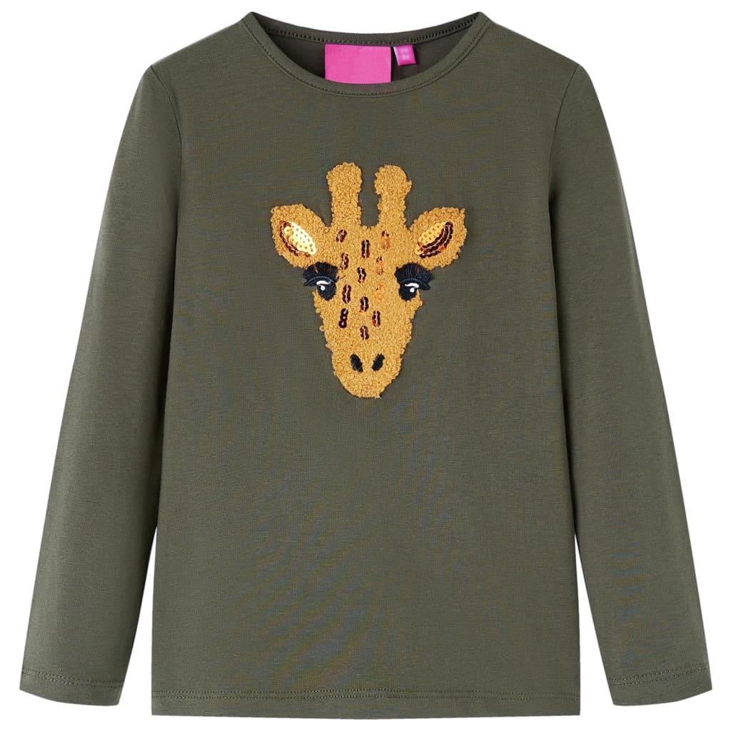 Kindershirt met lange mouwen 104 kakikleurig