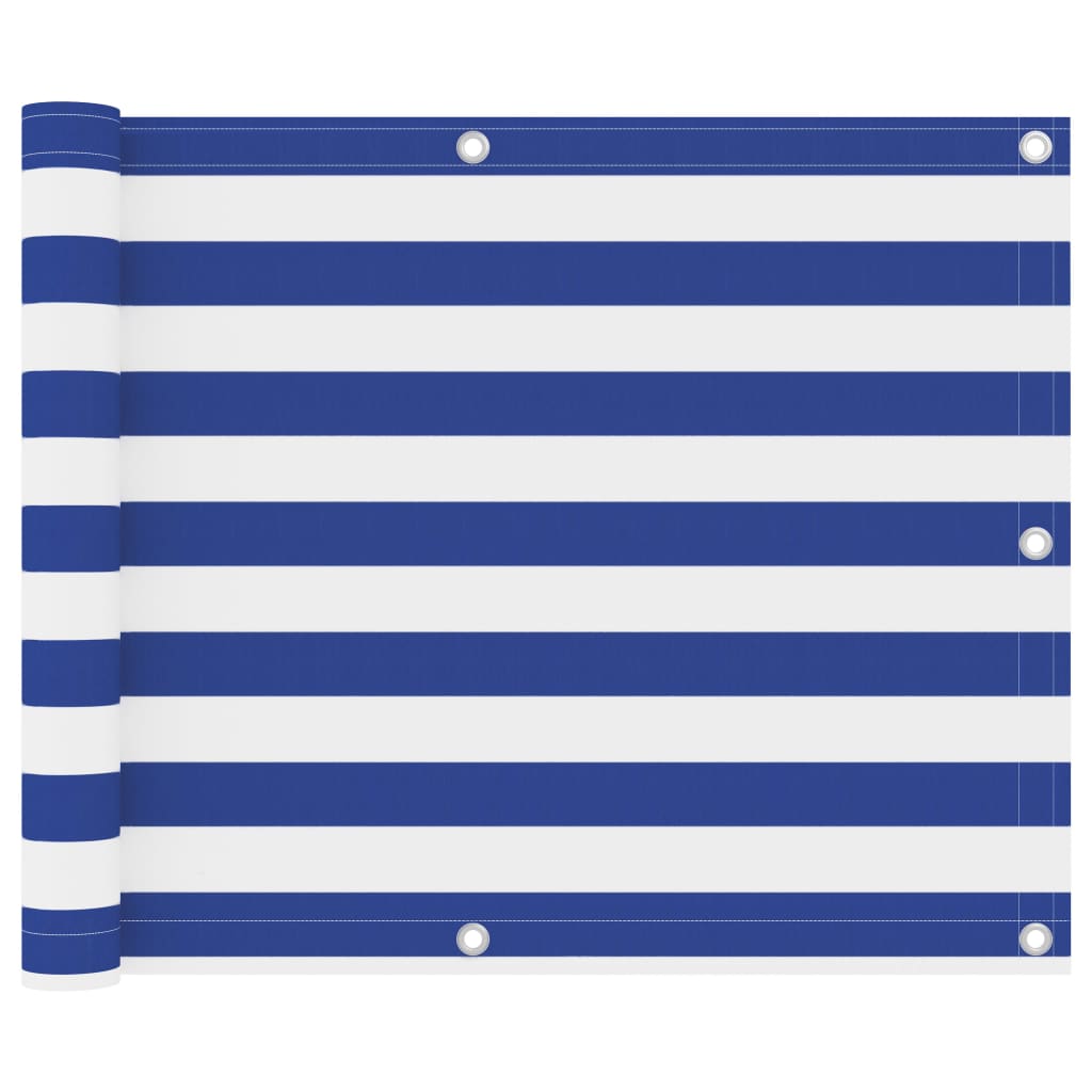 Balkonscherm 75x300 cm oxford stof wit en blauw – afbeelding 1