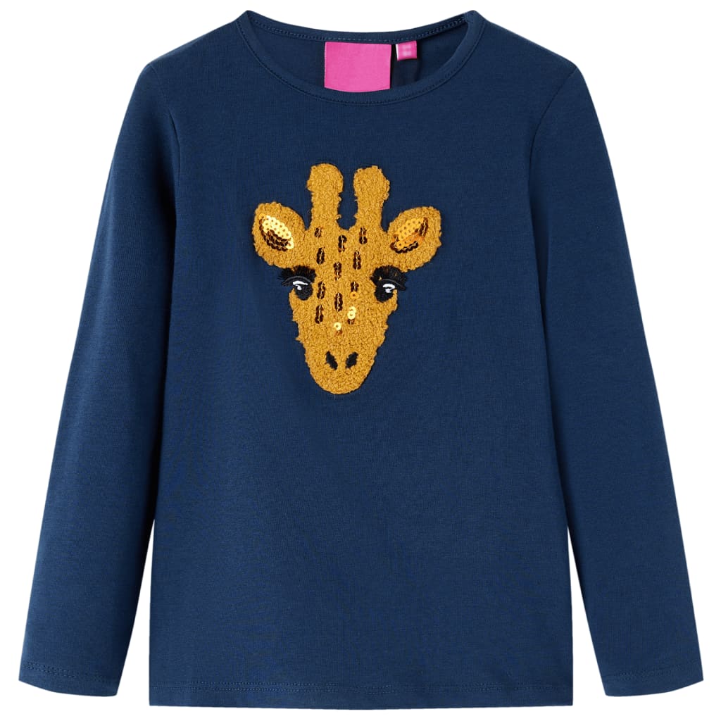 Kindershirt met lange mouwen 128 marineblauw