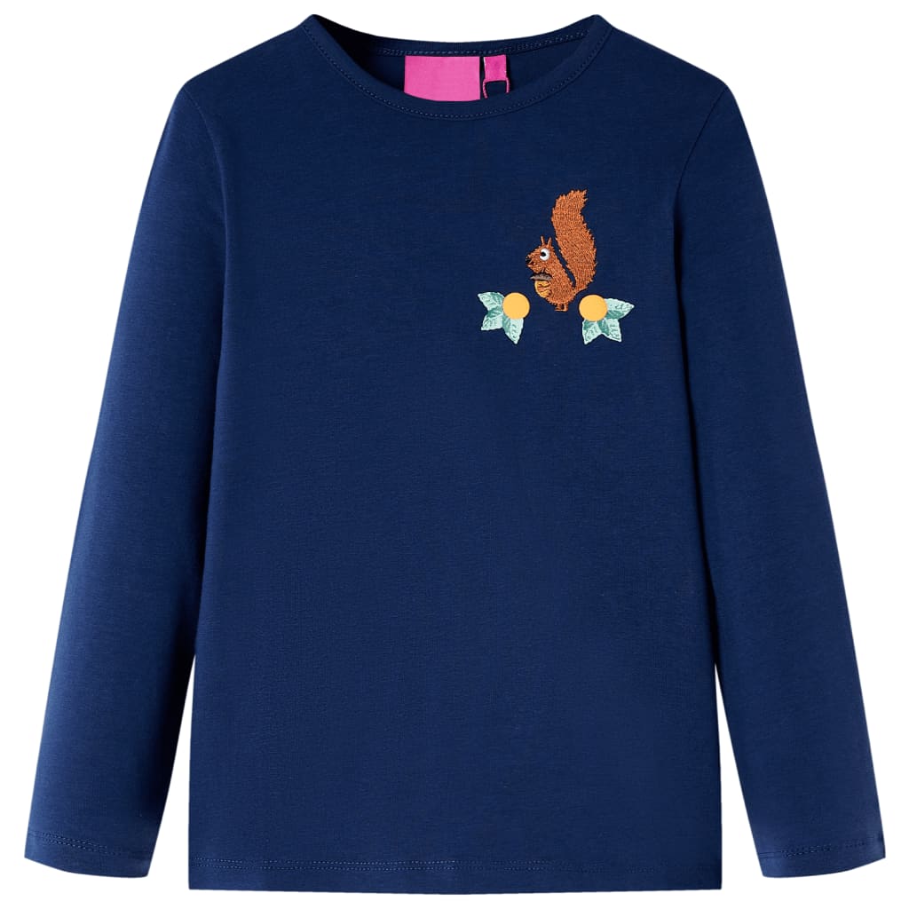 Kindershirt met lange mouwen 128 marineblauw