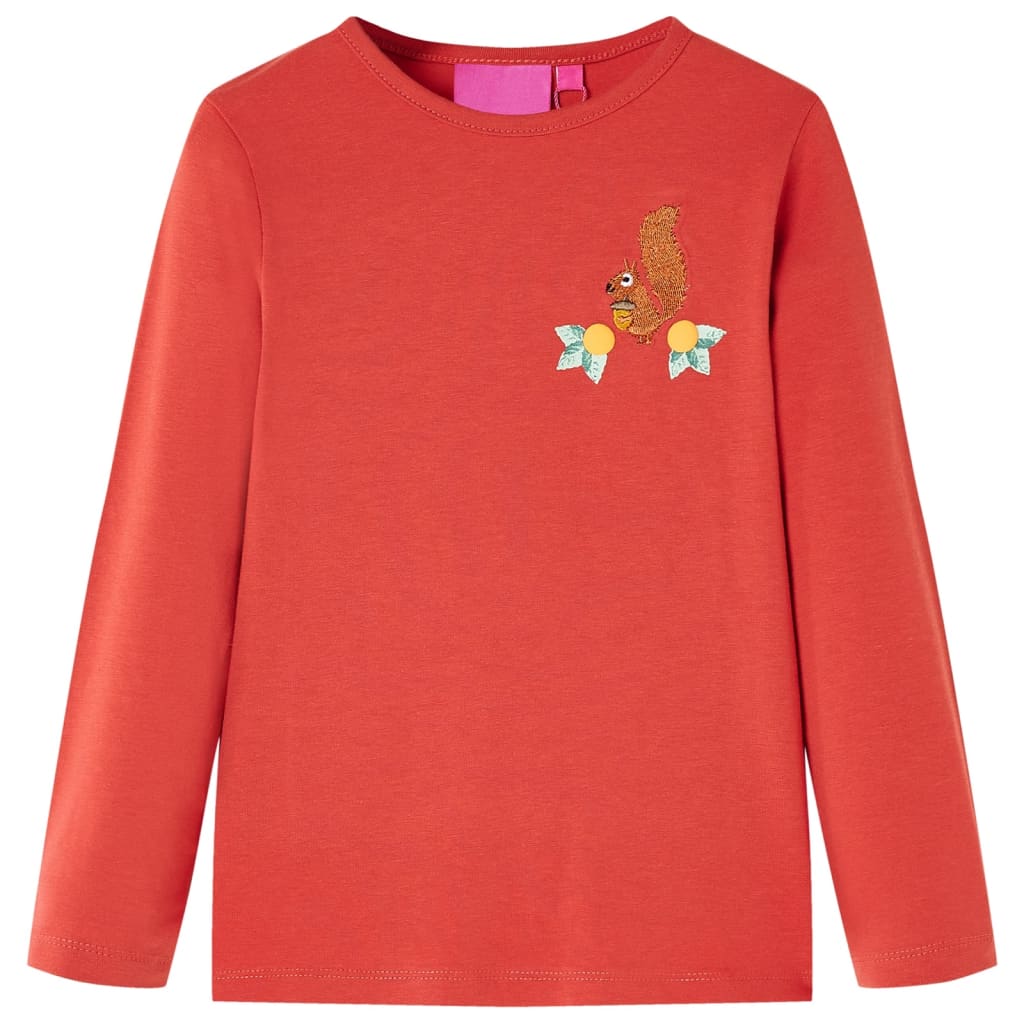 Kindershirt met lange mouwen 140 roodbruin
