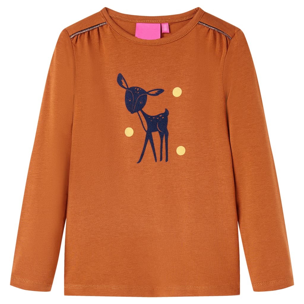 Kindershirt met lange mouwen 140 cognackleurig – afbeelding 1