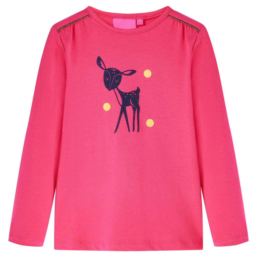 Kindershirt met lange mouwen 128 felroze – afbeelding 1
