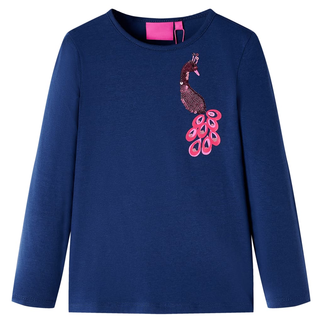 Kindershirt met lange mouwen 116 marineblauw