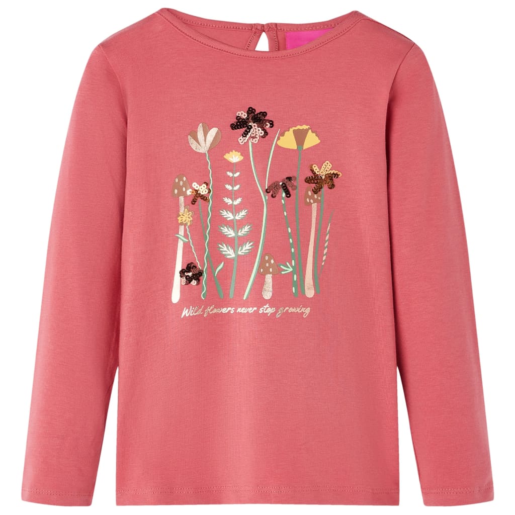 Kindershirt met lange mouwen 92 oudroze – afbeelding 1