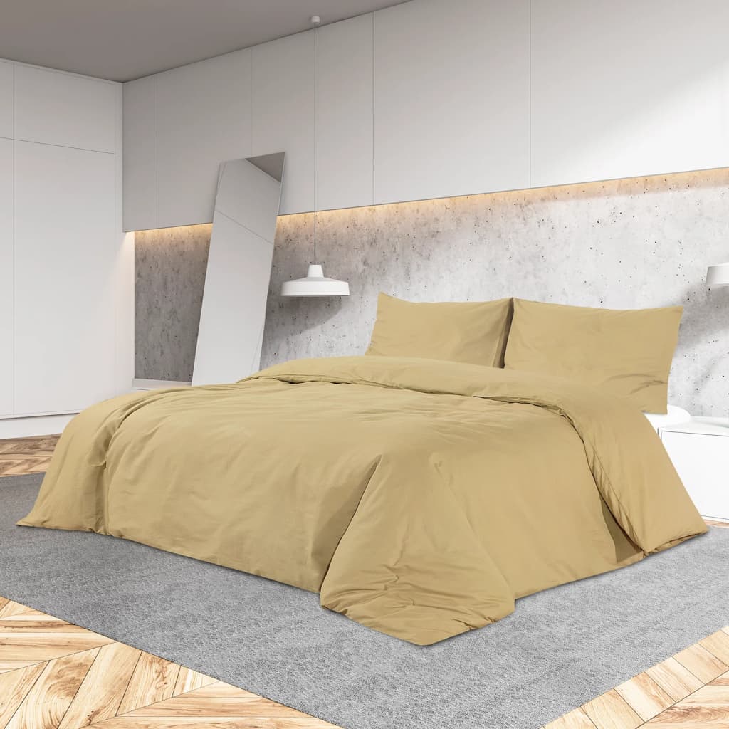 Dekbedovertrekset 135x200 cm katoen taupe – afbeelding 1
