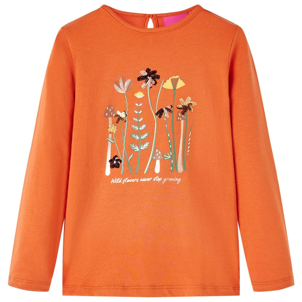 Kindershirt met lange mouwen 116 oranjebruin