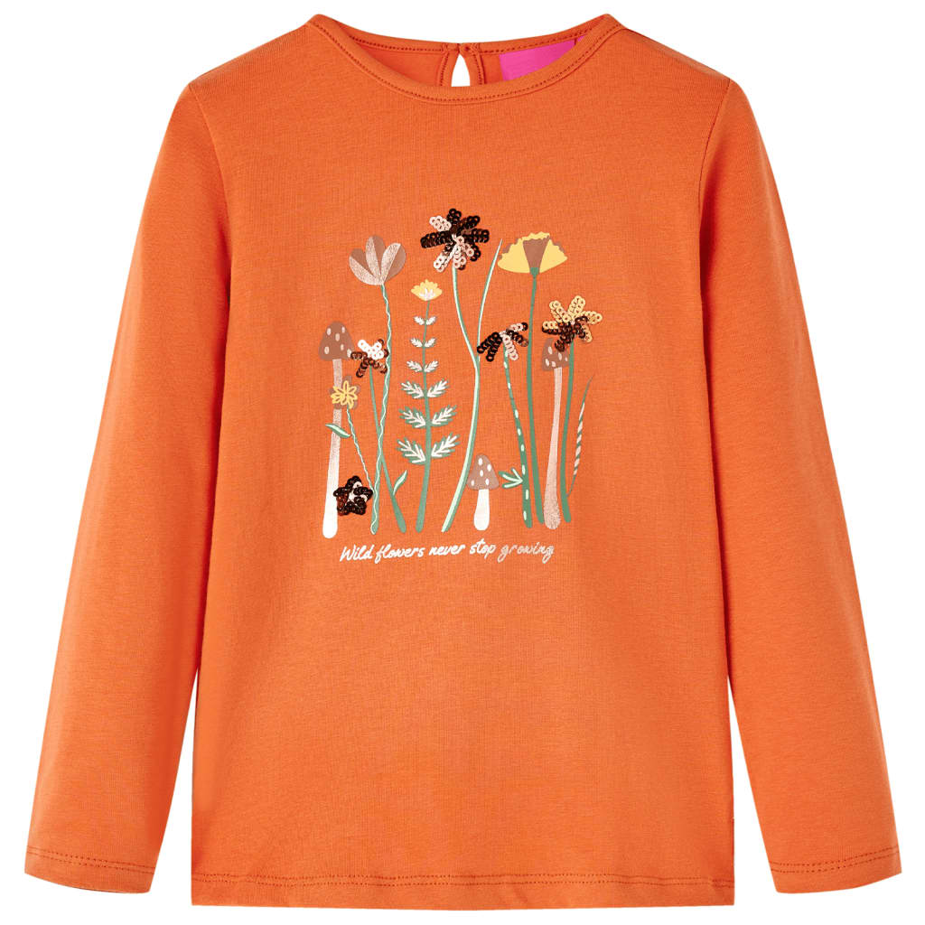 Kindershirt met lange mouwen 128 oranjebruin