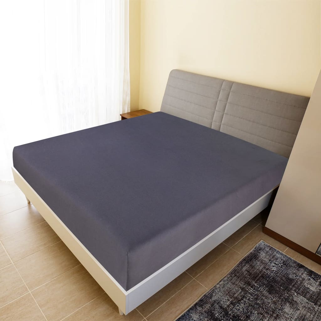 Hoeslakens 2 st jersey 180x200 cm katoen antracietkleurig