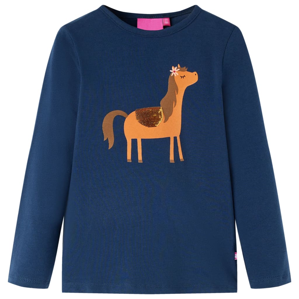 Kindershirt met lange mouwen 104 marineblauw