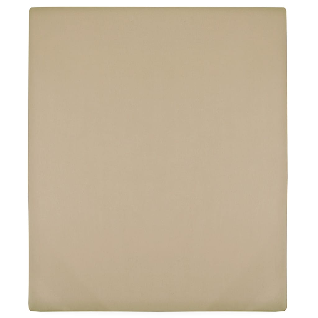 Hoeslakens jersey 2 st 180x200 cm katoen taupe – afbeelding 1