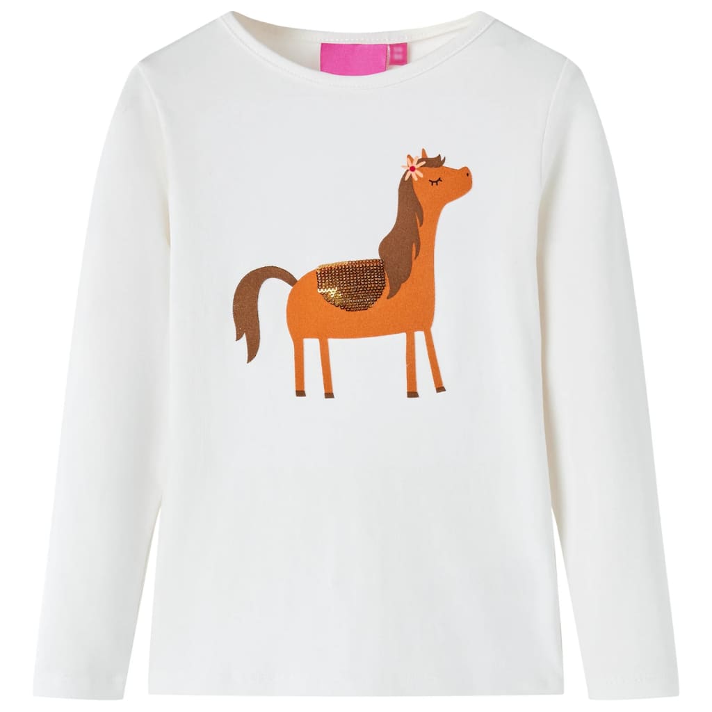 Kindershirt met lange mouwen 104 ecrukleurig