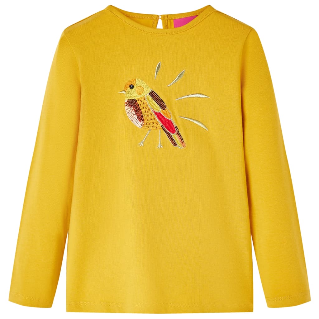 Kindershirt met lange mouwen 116 donker okerkleurig
