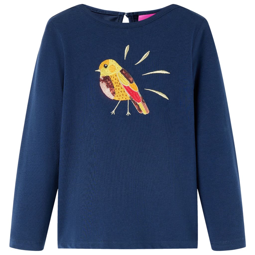 Kindershirt met lange mouwen 116 marineblauw