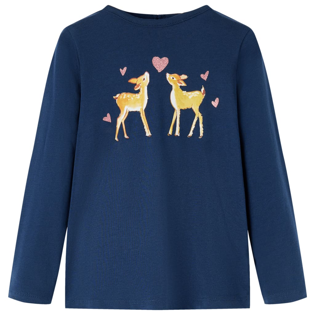 Kindershirt met lange mouwen 128 marineblauw – afbeelding 1