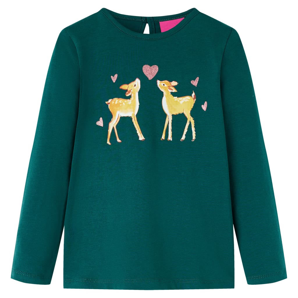 Kindershirt met lange mouwen 116 donkergroen – afbeelding 1