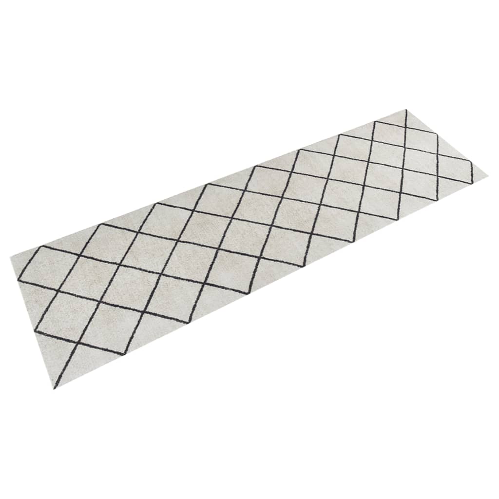 Keukenmat wasbaar geblokt 45x150 cm fluweel