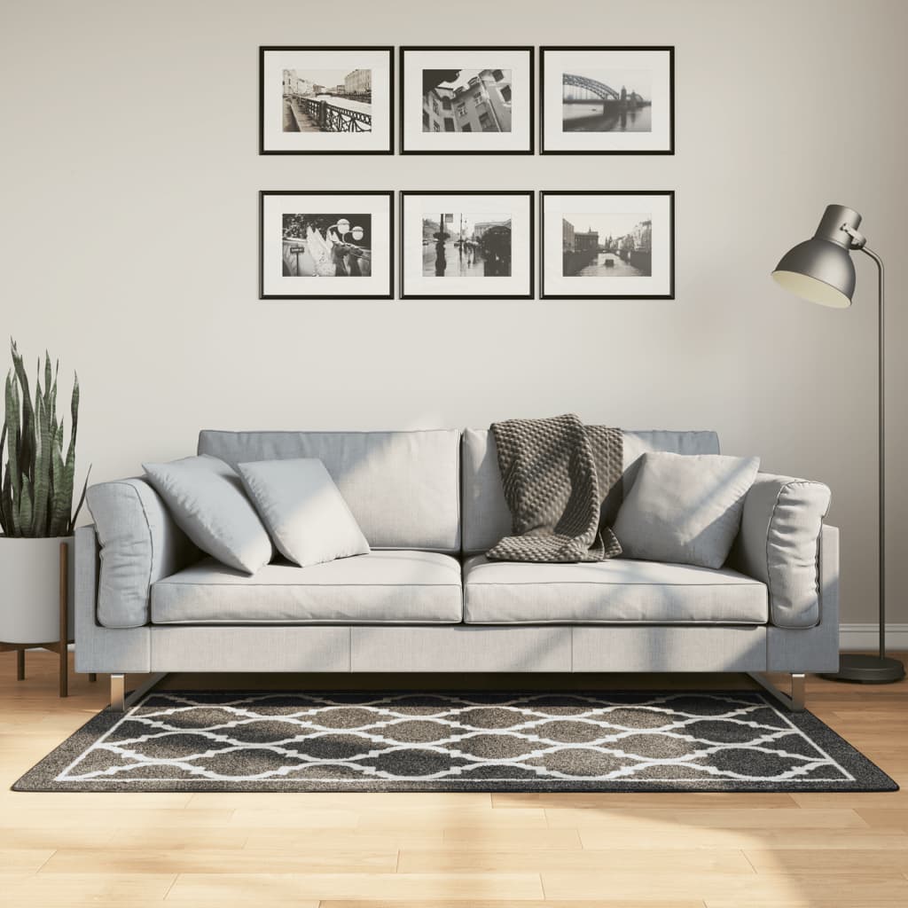 Vloerkleed wasbaar 80x150 cm zwart en wit