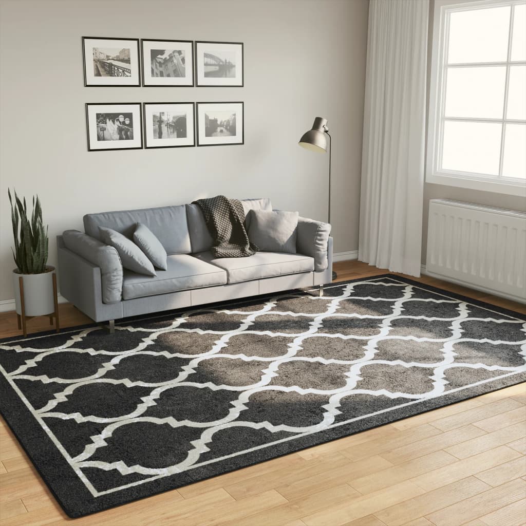 Vloerkleed wasbaar 190x300 cm zwart en wit