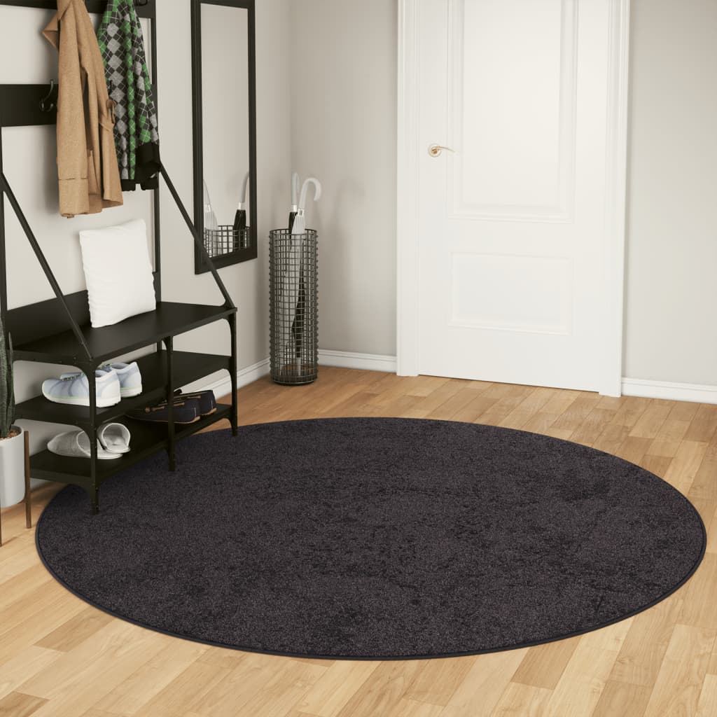 Vloerkleed wasbaar Ø 200 cm antracietkleurig