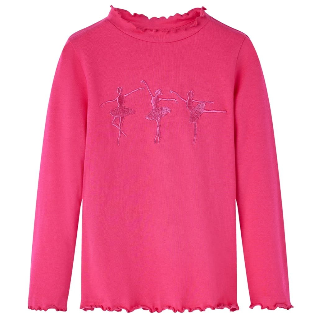 Kindershirt met lange mouwen 104 felroze