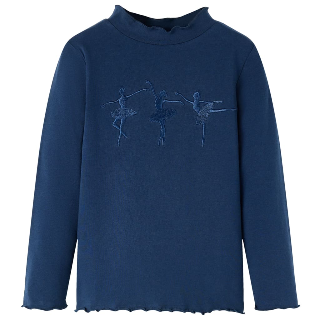 Kindershirt lange mouwen 116 marineblauw