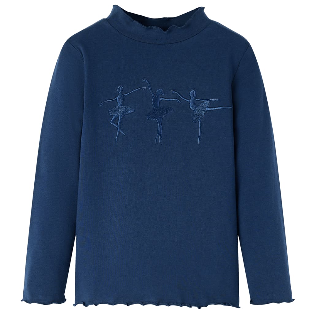 Kindershirt lange mouwen 128 marineblauw