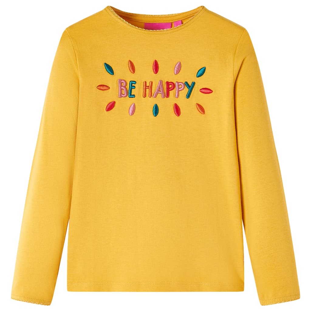 Kindershirt met lange mouwen 92 donkerokerkleurig – afbeelding 1